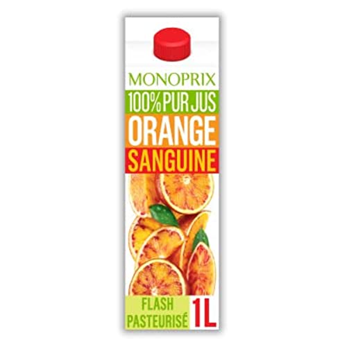 Monoprix 100% pur jus fruit pressé orange sanguine - La brique de 1 l