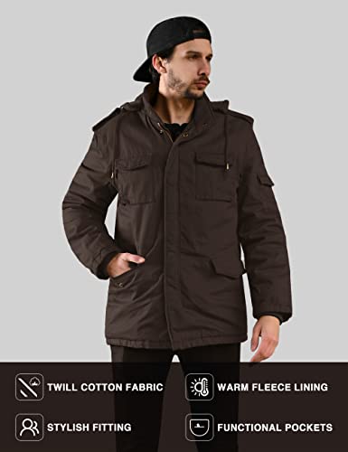 Image of WenVen Men's Winter Thickened Military Parka Jacket Warm Coat
