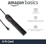 Amazon Basics 6-Outlet Surge Protector Power Strip, 6-Foot Long Cord, 790 Joule - Black