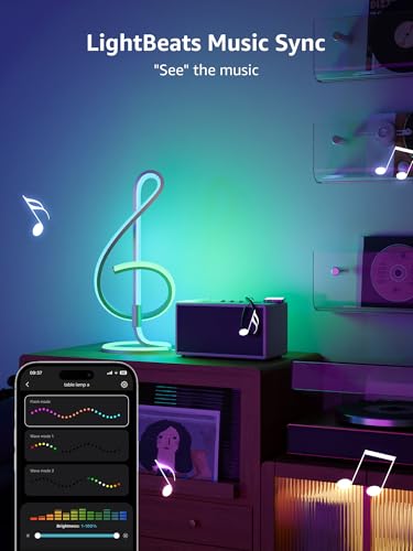 Image of Lepro TB2 AI Smart Table Lamp, RGB Plus IC Addressable LED Lamp Alexa Google Compatible, LightBeats Music Sync, AI Generated Lighting LLM, Modern Spiral Lamp Color Changing, 2.4 GHz WiFi /Bluetooth
