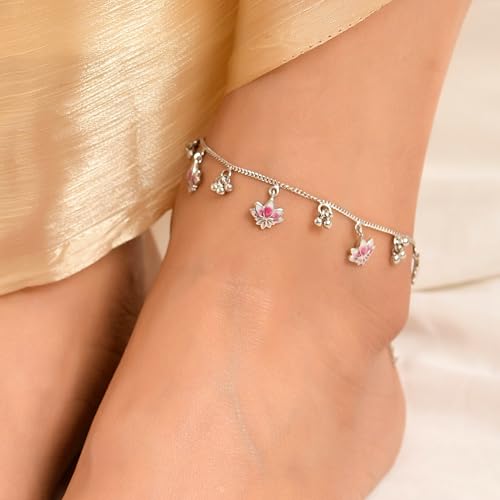 Image of ROOVI 925 Silver Anklet (2 Pieces) I Gifts for Girlfriend, Gifts for Women & Girls| With Certificate of Authenticity and 925 Stamp