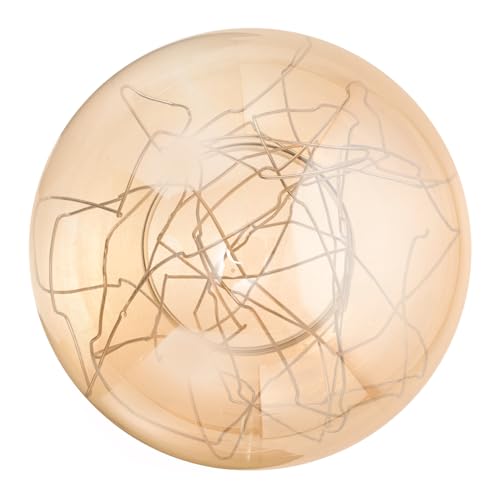 Homoyoyo Pantalla De Lámpara De Cristal Esférica Líneas Doradas y Plateadas, Diámetro 130mm, Boca 65-70mm, Reemplazo Para Lámpara Colgante Araña, Accesorio Para Techo, Uso Sala y Comedor