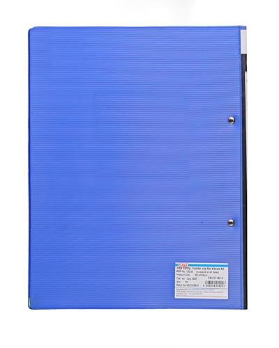 Image of Saya Report File Folder - A4 Size | Professional Presentation Folder with Chrome Lever Clip, Inside Pocket, and Punchless Design | 2-Pack for School, Work, and Home Organization (A4, Blue)