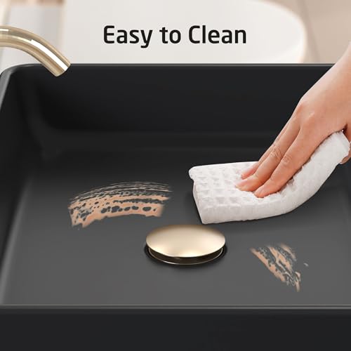 Image of KES Matte Black 20 Inch Bathroom Vessel Sink Above Counter Rectangular Countertop Sink for Cabinet Lavatory Vanity, Ceramic, BVS123S50-BK