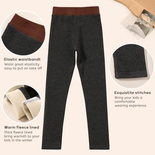 4 pack Girls Winter Fleece Lined Leggings Kids Stretchy Warm Full Length Tights Warm Fleece Pants Toddler Girl3