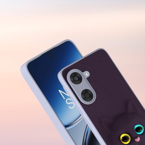 Image of Pikkme Back Cover for Oneplus Nord Ce 5 5G | Cute Cat Leather Finish for Girls | Soft TPU | Bumper Case (Purple)