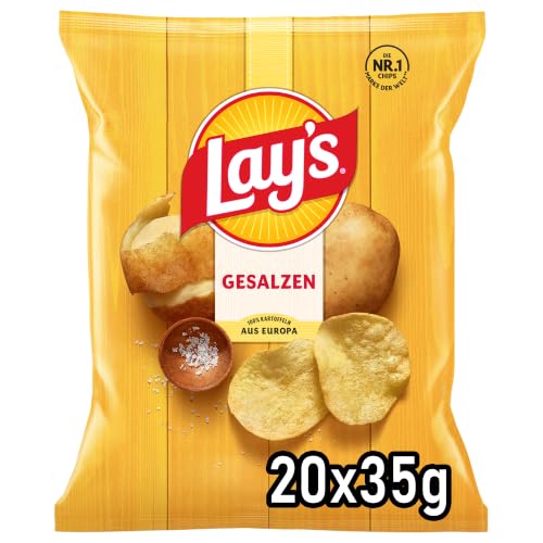 Lays Gesalzen - Knusprig gesalzene Kartoffelchips für eine gelungene Party - 20 x 35g – Ansicht 1