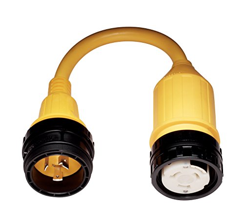 Marinco 117A Marine Electrical Shore Power Pigtail Adapter (30-Amp 125-Volt Locking Male to 50-Amp 125/250-Volt Locking Female with Sealing Collar System, Yellow)