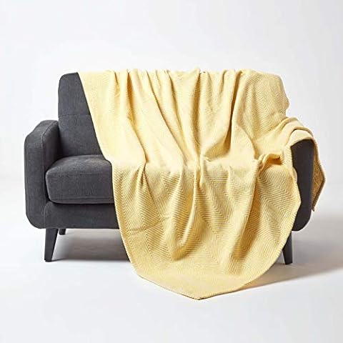 HOMESCAPES Halden Yellow Chevron Throw Blanket Cover