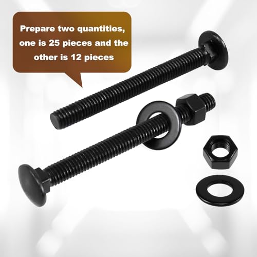 Image of CNQLIS 1 /2 Inch x 8 Inch Carriage Bolt Kit - Includes 12 Bolts, 12 Washers, 12 Nuts + 1 /2 Inch x 12 Inch Auger Drill Bit, Hex Shank 1 /2 Inch - Complete Hardware Set for DIY Projects