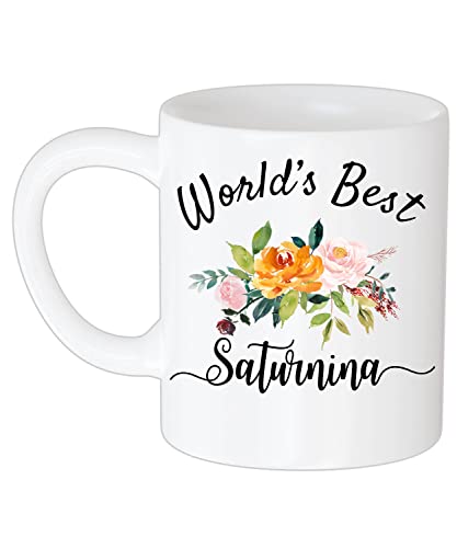 Coffee Mug Personalized Coffee Mug Customized Worlds Name Saturnina Mug, Name and Flower Gift, Mothers Day Gift for Mother. Girl. Wife Mug, Mothers Day Mug, Funny Coffee Mug, Name Ever 11oz 232699