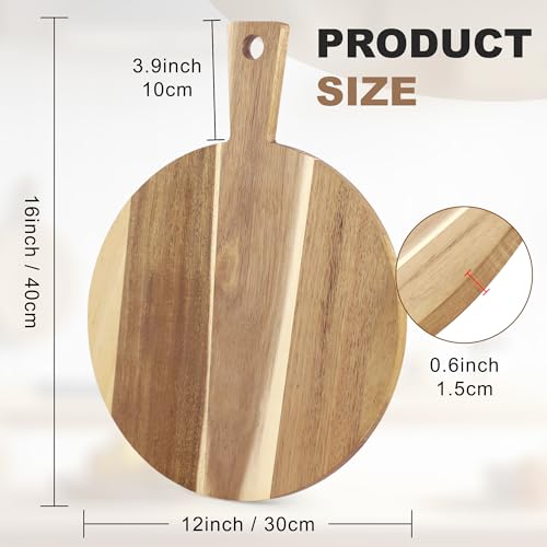 Tabla redonda de madera Acacia con mango 30 cm miniatura 2