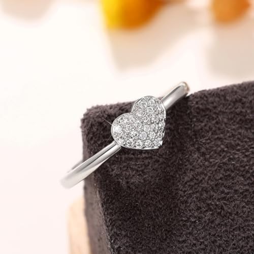 Cubic Zirconia Statement Ring Heart Personalized Accessory Ideal for Women's Daily Casual Wear Party Holiday Anniversary Love Jewelry Gift3