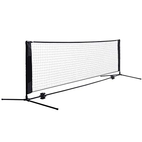 Glople Portable Tennis Net Set - 10 Ft Net for Tennis, Soccer Tennis, Pickleball - Easy Installation Nylon Sports Net with Poles - for Indoor or Outdoor Court, Beach, Driveway,Park- All Black Colour