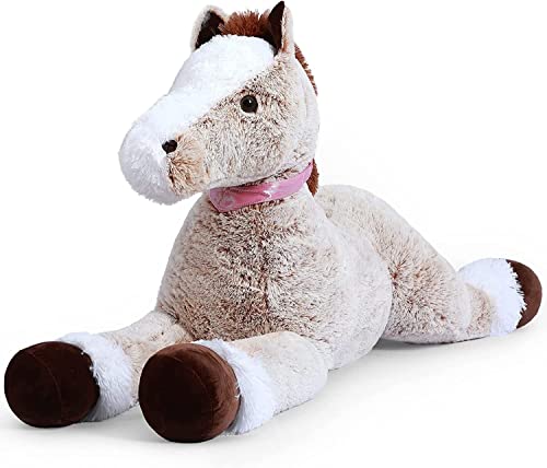 Caballo de peluche gigante, juguete de peluche grande, pony, unicornio, muñeca de peluche para niños, San Valentín, Navidad (marrón, 35.4 pulgadas)