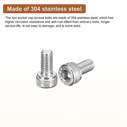 DTGN M5x10mm Socket Head Cap Screws Bolts, 50Pcs 304 Stainless Steel 18-8, Metric Machine Hex Socket Screw, Hex Drive - Image 3