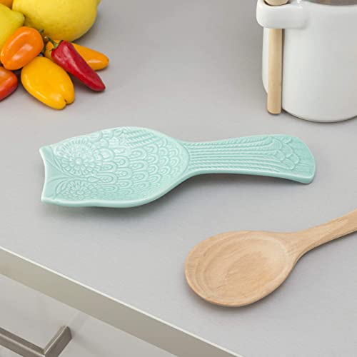 Home Basics 4 Piece Ceramic Canister Set With Wooden Spoons | Ceramic Owl Spoon Rest | Bronze Coated Steel Owl Paper Towel & Napkin Holder | Perfect Gift For A Whimsical Person #TOP4
