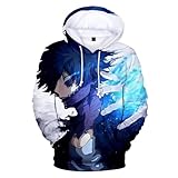 CHLOBLOM Anime Fleece Hoodie Novelty Hooded Pullover Sweatshirt for Adult (XXL, Blue White)