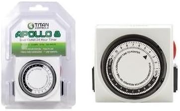 Apollo 8 Two Outlet Mechanical Timer - Dual Analog 24 Hour 120v