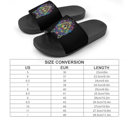 Beautiful Wolf Face Ethnic Tribal Design House Sandals Non-Slip Bathroom Slippers Beach Summer Shoes for Men Women2