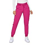 Monarch Uniforms Womens Jogger Scrubs Ribbed Jogger Scrub Pants for Women-(HOT Pink)-XS