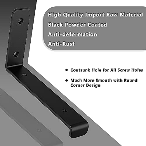 Skysen 7.25" Floating Shelf Bracket, Set Of 4Pcs- Heavy Duty- Wall Mounted- 1/4" Thickness- Matt Black(Shelf Bracket-7.25") #TOP3