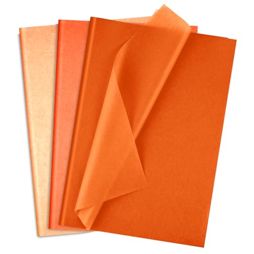 BOUBONI 100 Sheets Tissue Paper Bulk 20 x 14.5 inches Gift Wrapping Paper Craft Tissue for Flower Artworks Crafts Thanksgiving Day Autumn Holiday Party Decoration-3 Assorted Orange
