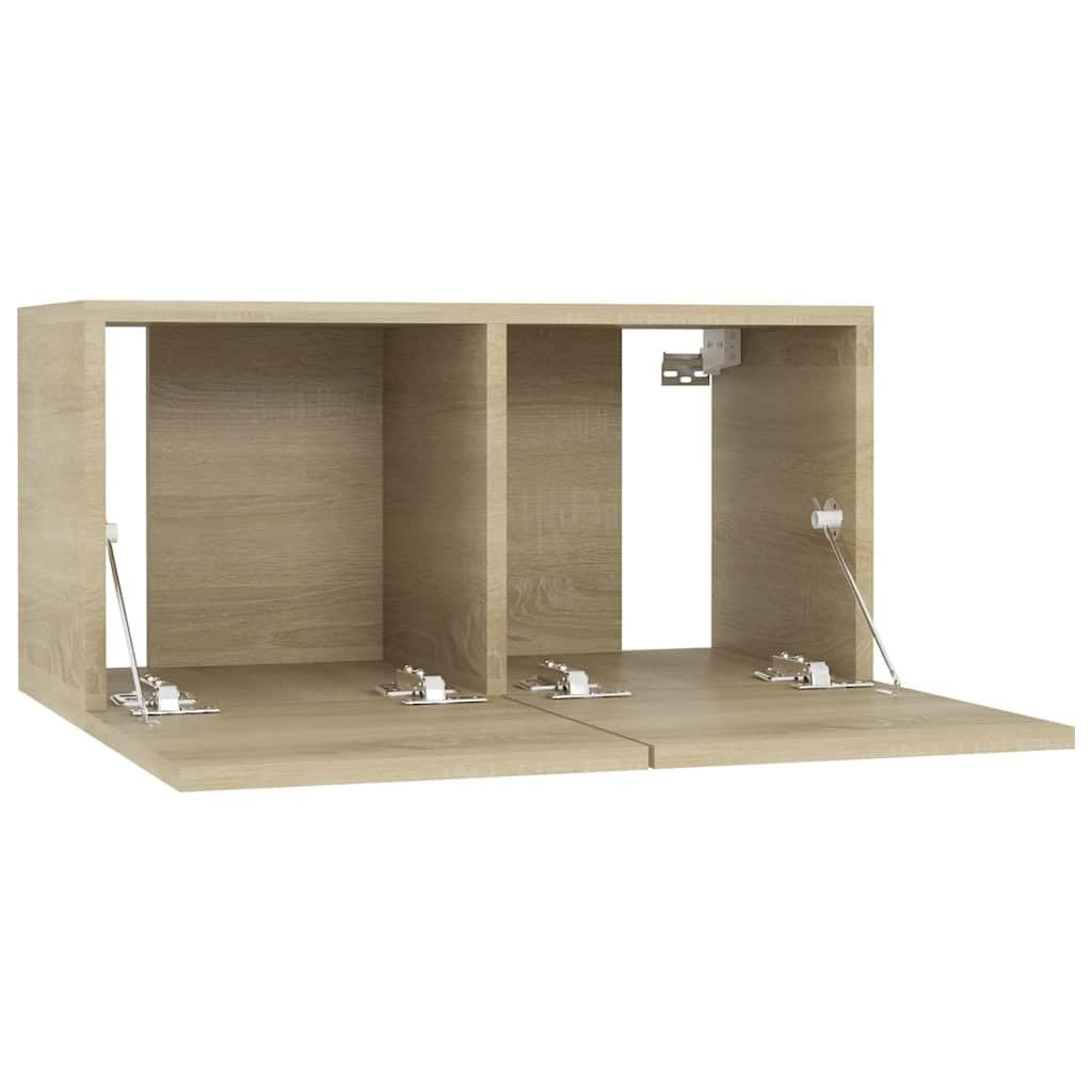 Wisząca dwukomorowa ścienna szafka RTV dąb sonoma 60x30x30 cm