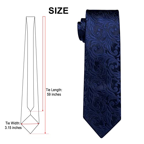 Image of DiBanGu Mens Paisley Tie Set Silk Woven Jacquard Necktie and Pocket Square Cufflinks Gift Set for Wedding Bussiness