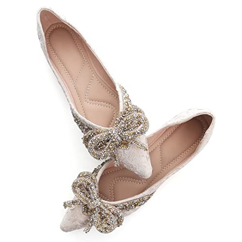 TN TANGNEST Womens Christmas Flat Shoes Snowflake Bell Bowknot Flats Fashion Pointed Toe Comfortable Slip On Flats4