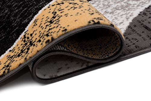 TAPISO Dream Teppich Kurzflor Grau Schwarz Gelb Wellen 120 x 170 cm – Ansicht 7