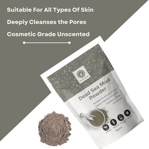 Dead Sea Mud Clay Powder | 114 g (4oz) for Facial Mask for Men & Women | Natural Facial Cleanser, Skin Tightening, Blackhead Remover- Natural Mud clay powder