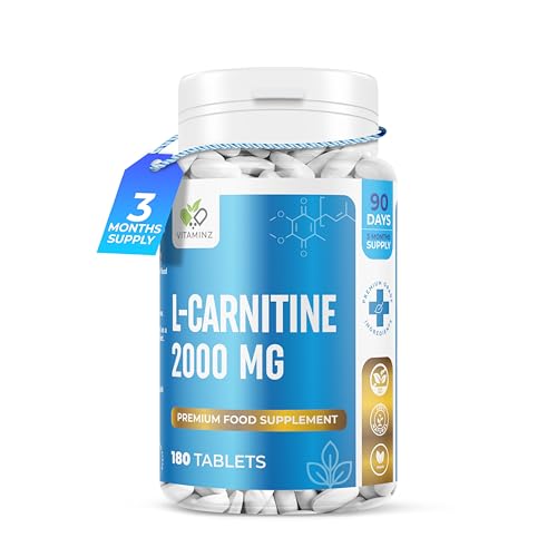 VITAMINZ L-Carnitine Complex 2000mg - 90 Days Supply - 180 Vegan Tablets