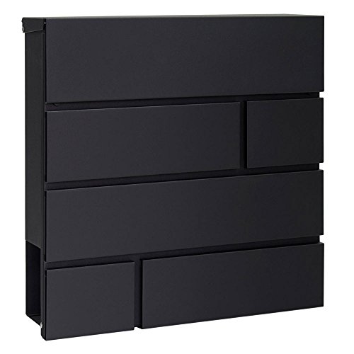 Preisvergleich Produktbild Modern Briefkasten Wandbriefkasten Postkasten Zeitungsfach Zeitungsrolle Edelstahl Stahl V2Aox, Farbe:Schwarz 1 (MB01)