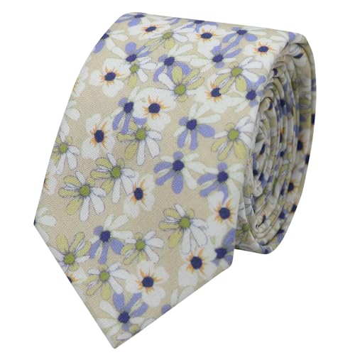 Image of Floral Ties Skinny Tie for Men, Cotton Mens Neckties for Weddings | 2.56'', floral, slim, soft and comfortable, men's neckties for casual, business, party, daily, dating