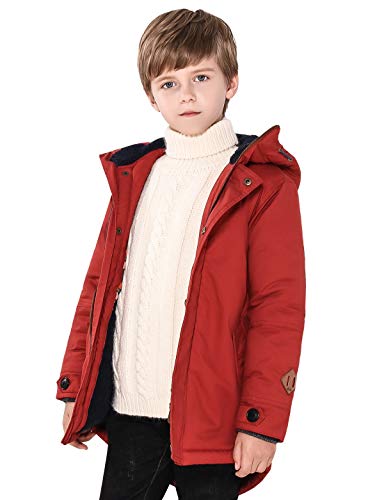 Image of SOLOCOTE Boys Winter Coat Heavyweight Warm Jacket Hooded Sherpa Lined Water Resistant Windbreaker