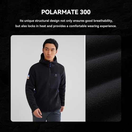 KAILAS Men's Fleece Jacket Hooded Winter Jacket Full Zip Jacket Lightweight Polar Warm Coat Pockets Outdoor Jacket4