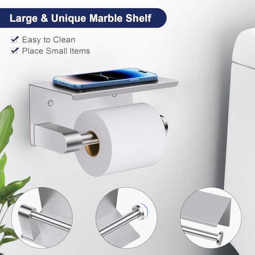 5-Piece Towel Bar Set Brushed Nickel Bathroom Hardware Accessories Set Upgraded Toilet Paper Holder with Shelf Towel Holder Set for Bathroom Stainless Steel Wall Mounted by Lairuier - Used condition - Image 2