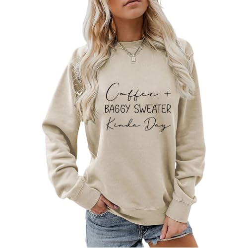 Coffee Sweatshirts for Women Coffee Baggy Sweater Crewneck Sweatshirt Graphic Casual Lightweight Pullover Tops3