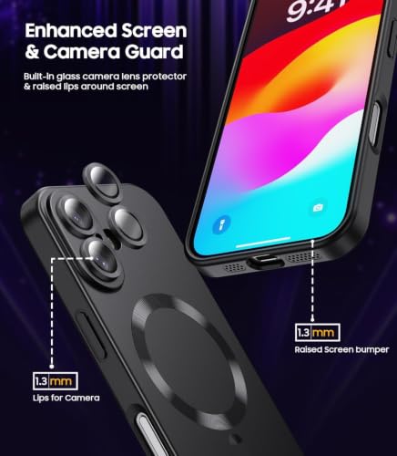 Image of DIZORO Magnetic Case for iPhone 16 Plus Case [Compatible with MagSafe][Built-in Camera Lens Protector] Slim Soft Silicone Bumper Shockproof Metallic Luster Back Cover Phone Case (Black)