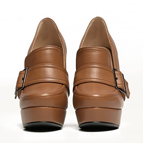 Image of SHODENSE Women Vintage Chunky Platform Loafers Pumps Tassel Round Closed Toe Slip On Suede Block High Heel Dress Loafer Shoes Buckle Strap Oxford Loafers Fringe Pump Dressy Chic Sexy Y2k 4-11 M US