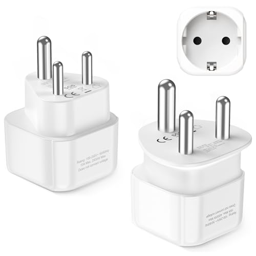 LENCENT Tipo D y Tipo M Combinación Adaptador Enchufe, Adaptador de Viaje 2-Pin Europa a 3-Pin para Namibia, Sudáfrica, India, Nepal
