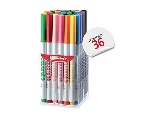 Fibracolor Aquarello - Bote de 36 rotuladores acuarelables con punta de pincel