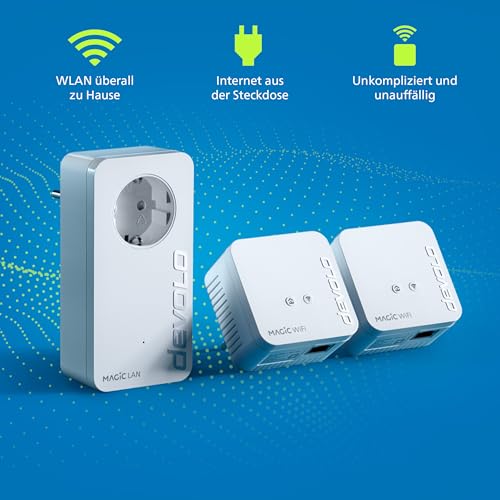 devolo Magic 1 WiFi mini Multiroom Kit, WLAN Powerline Adapter, bis zu 1.200 Mbit/s, WLAN Verstärker, 1x LAN Anschluss, dLAN 2.0, weiß – Ansicht 4
