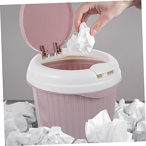 Bote de basura compacto rosa para hogar y oficina miniatura 6