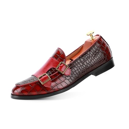 Mens PU Leather Loafers Crocodile Pattern Slip-On Dress Shoes for Men