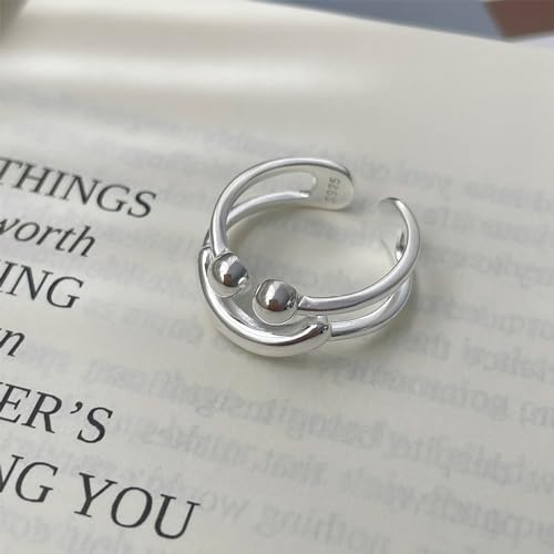 Double Layer Smile Face Metal Open Adjustable Ring Fashion Silver4
