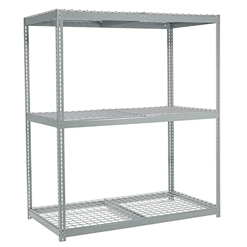 Global Industrial Wide Span Rack With 3 Shelves Wire Deck, 1100 Lb Capacity Per Level, 96