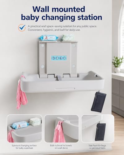Image of Wall Mounted Baby Changing Station,Foldable Diaper Tables