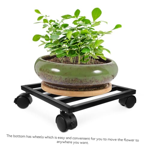 JOINPAYA キャスター付き花盆托?支架 耐荷重メタルプランタースタンド 屋内外対応 滑り止め設計 大型鉢植え用移動台車 ローリングプランタ